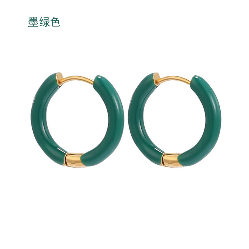 1 Pair Minimalist 12mm Colorful Stainless Steel Hoop Earrings