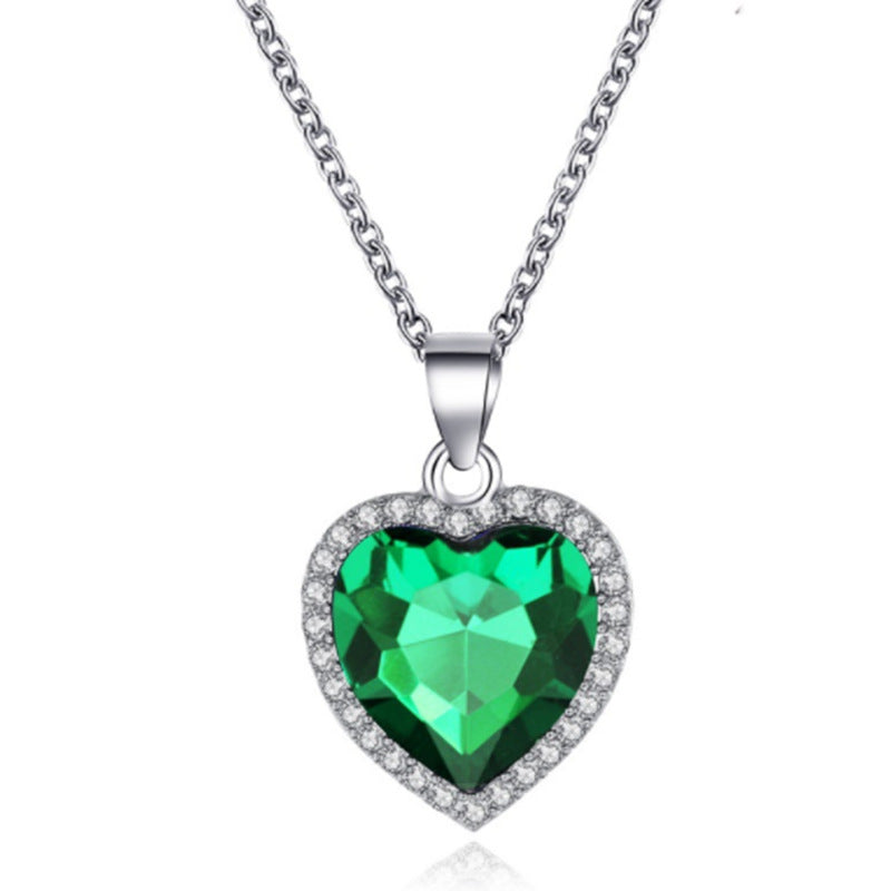 Titanic Crystal Gem Heart Necklace - Ocean Heart Pendant Jewelry