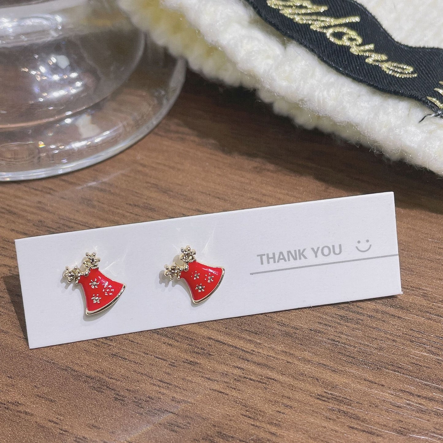 Fashion Christmas Santa Claus and Reindeer Enamel Stud Earrings for Women