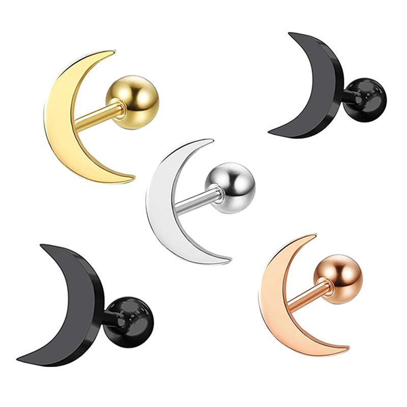 Simple Moon Stainless Steel Tragus Ear Stud