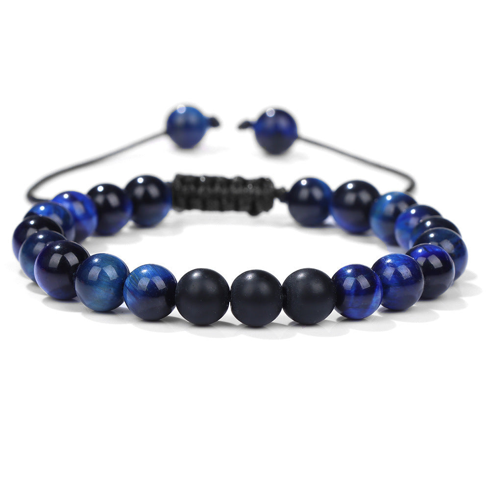 Gradient Agate & Tiger Eye Beaded Adjustable Bracelet