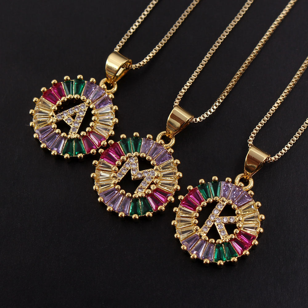 New Zirconia 26 Letter Necklace Simple English Pendant