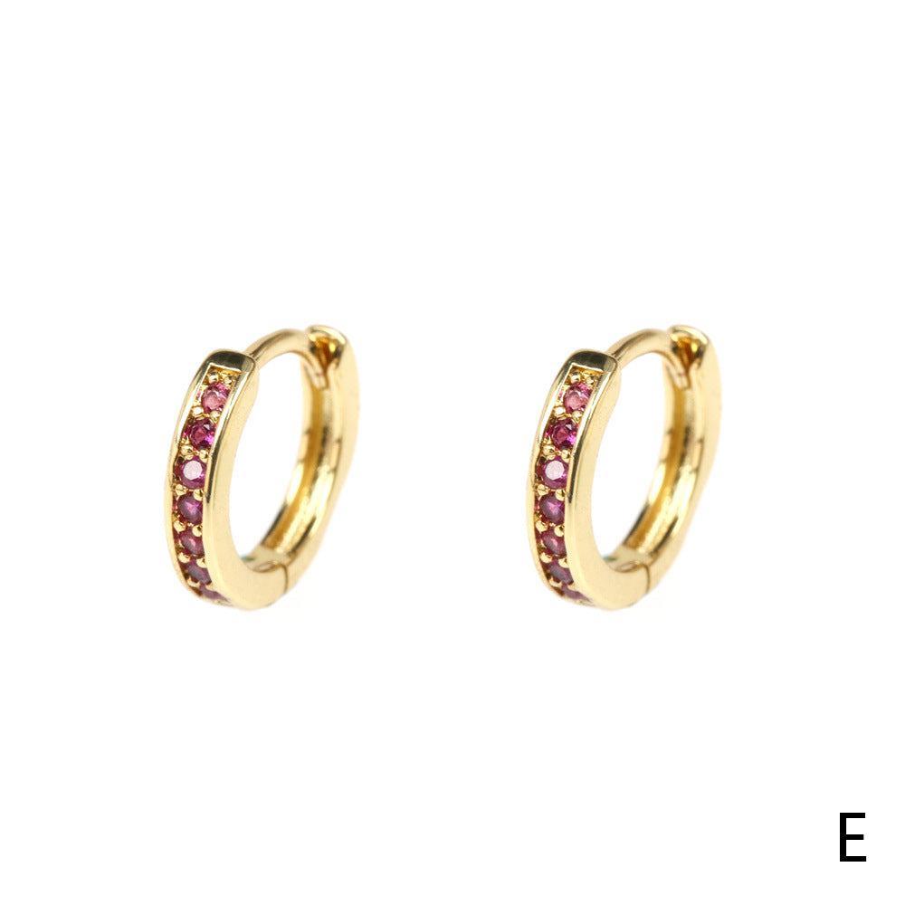 Gold Plated Zircon Round Hoop Earrings Stainless Steel 18k Copper Circle Design