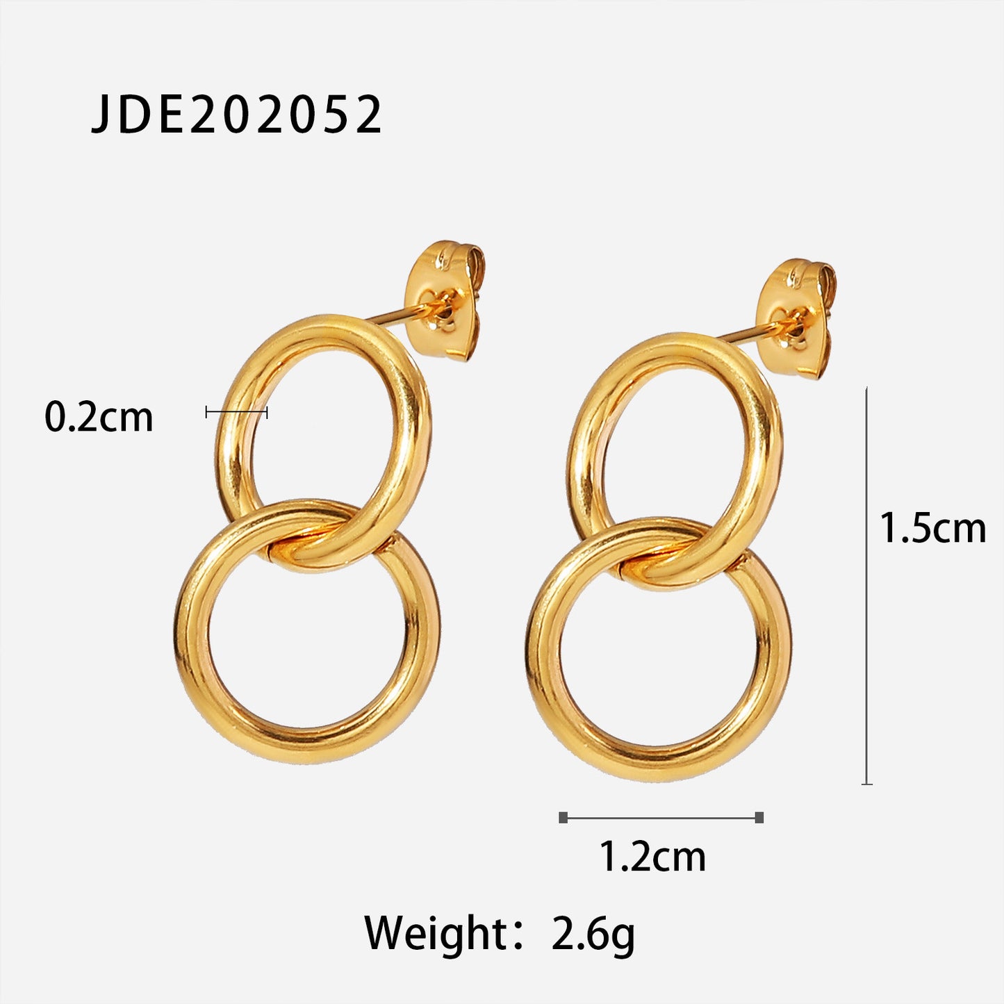 18K Gold Plated Stainless Steel Hollow Circle Pendant Earrings for Women