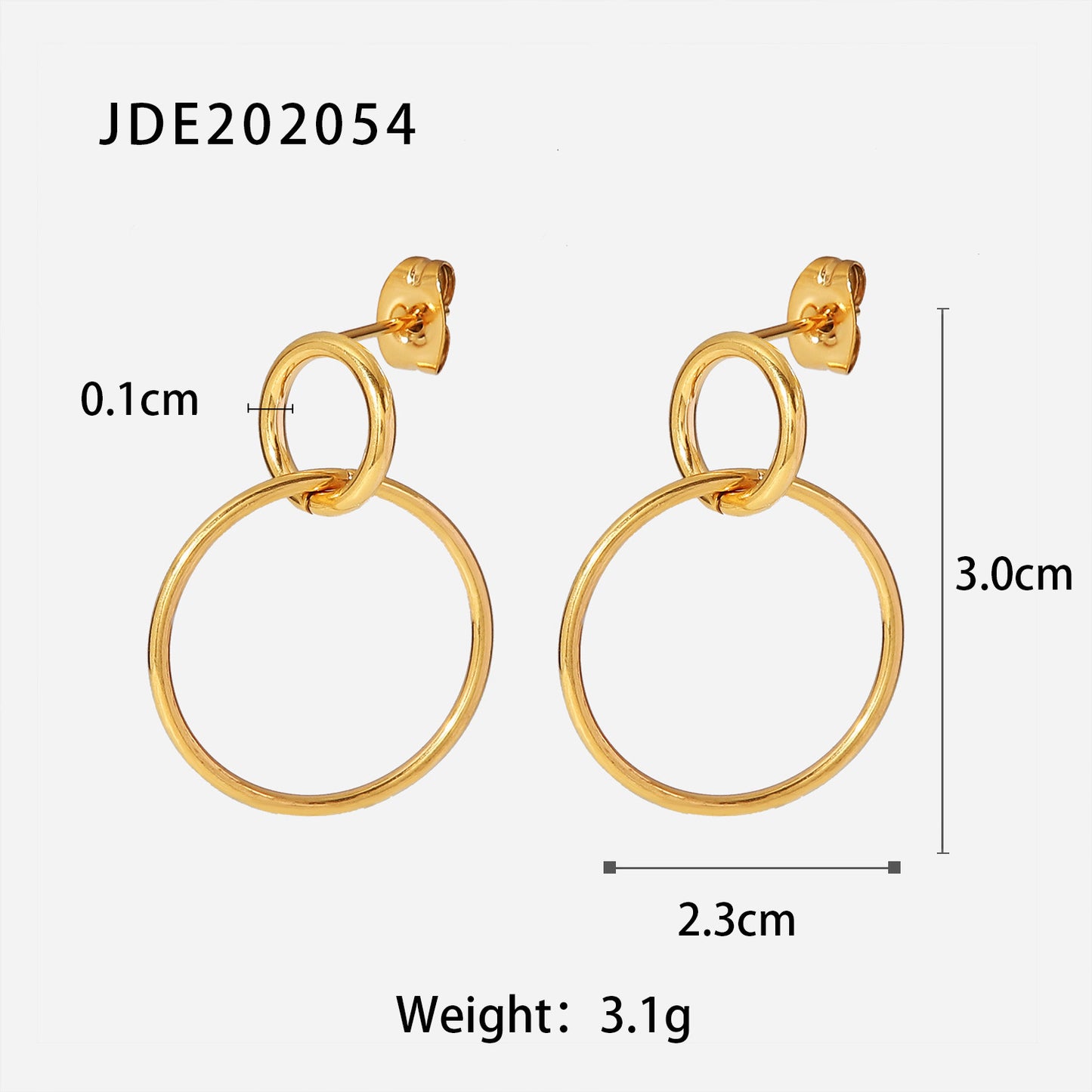 18K Gold Plated Stainless Steel Hollow Circle Pendant Earrings for Women
