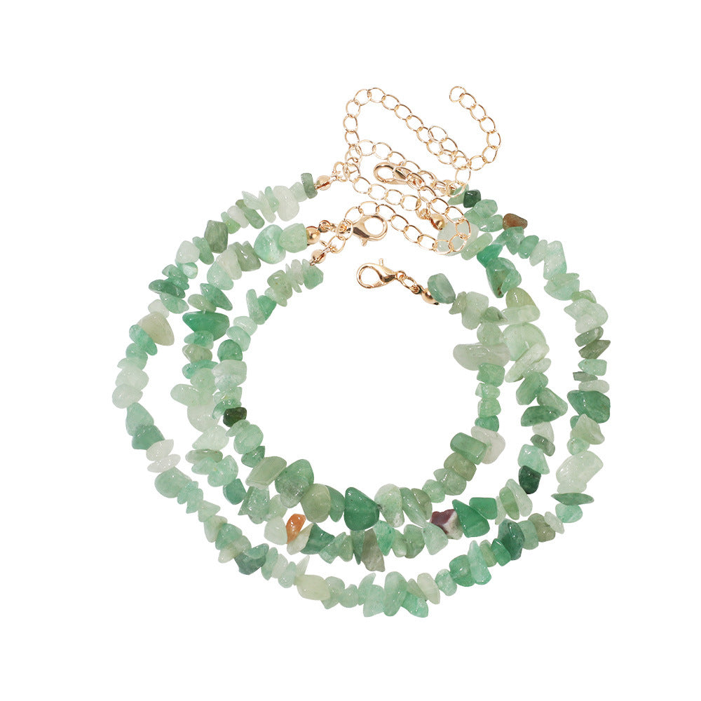 Simple Style Natural Stone Jewelry Set - Bracelet, Anklet, Necklace