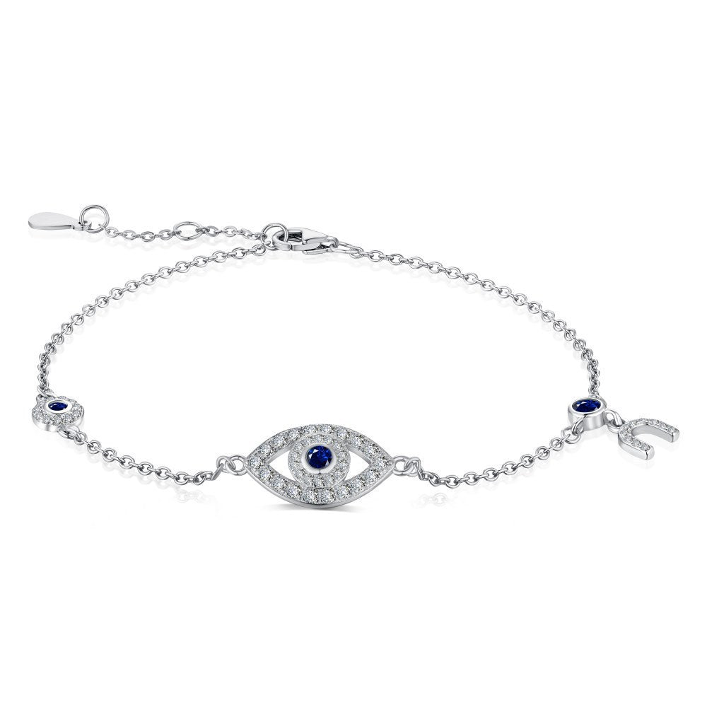 Simple Style Devil's Eye Sterling Silver Zircon Bracelet - Minimalist Luxury Design