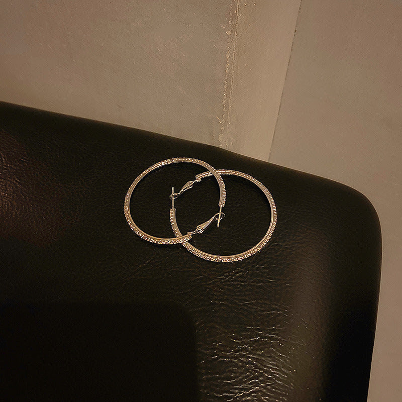 Circle Letter V Earrings - Black and White Statement Hoops for Women