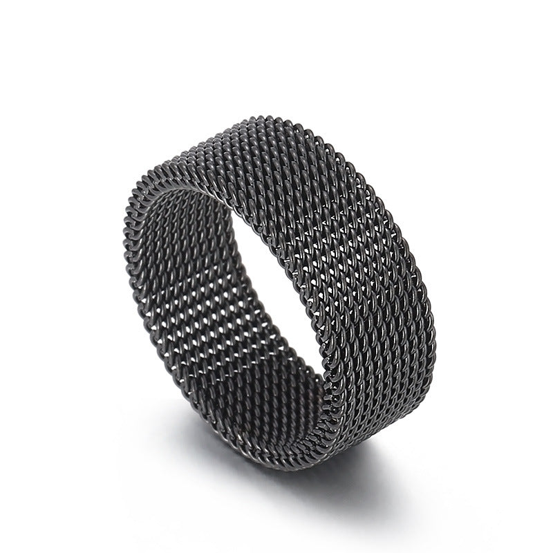 Minimalist Geometric Titanium Steel Grid Rings - Unisex Openwork Design