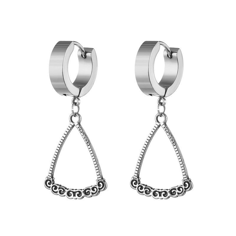 Retro Winged Snake Stainless Steel Hollow Drop Earrings