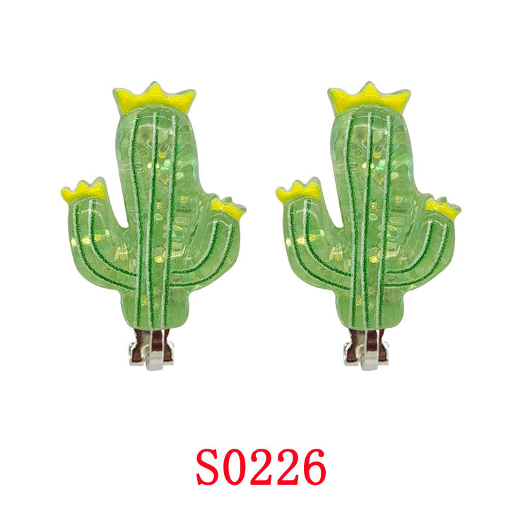 New Cartoon Unicorn Mermaid Clip-On Earrings for Girls