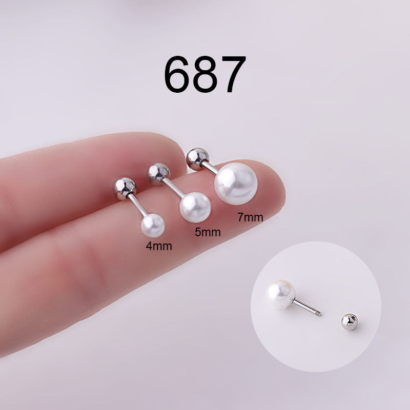 1.2mm Titanium Steel Pearl Ear Bone Stud Earring