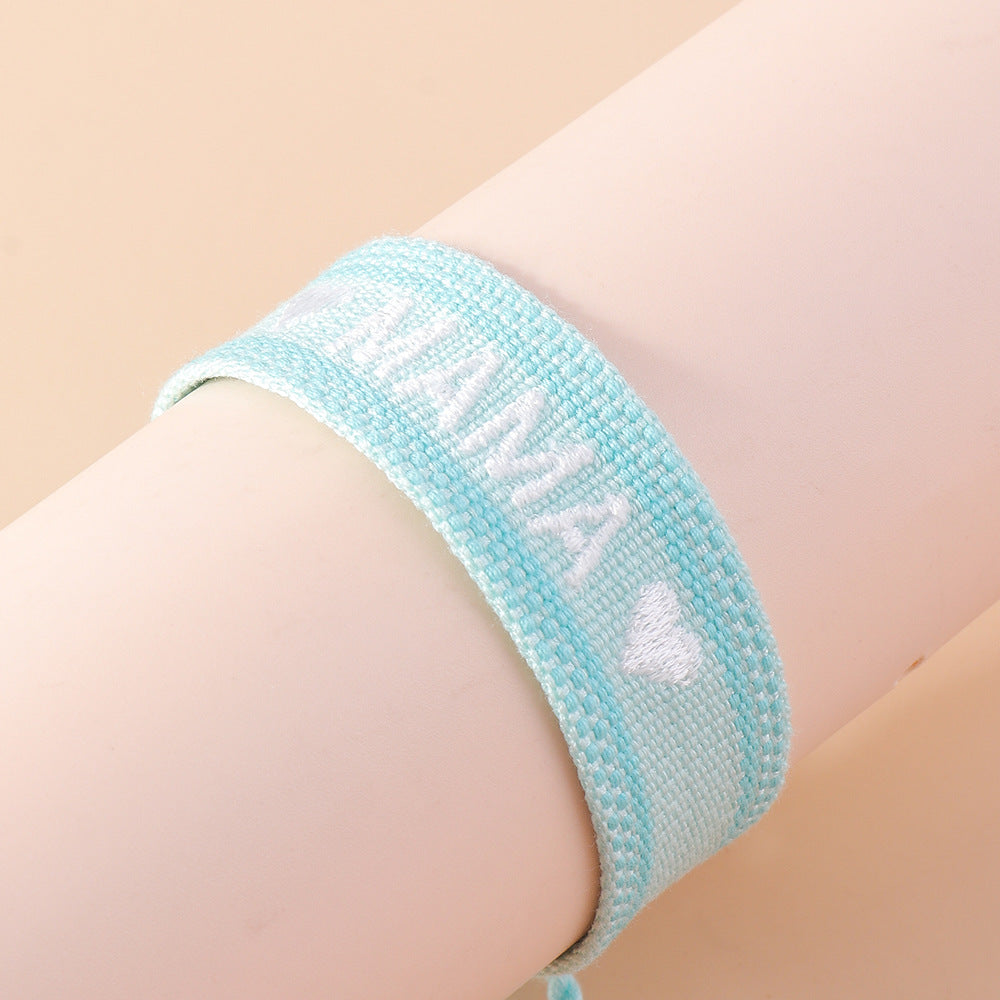 Fashion MAMA Letter Heart Shape Polyester Mother's Day Unisex Bracelet