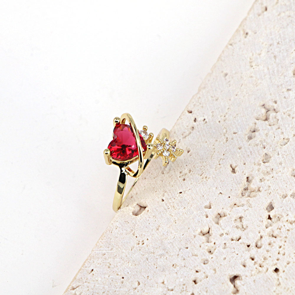 Fashion Copper Micro-inlaid Colorful Heart and Star Design Rings