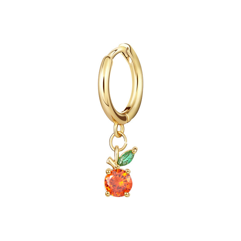 1 Pair Fashion Fruit-Inspired Copper Inlaid Zircon Drop Earrings - Pineapple, Watermelon, Grape, Cherry Design