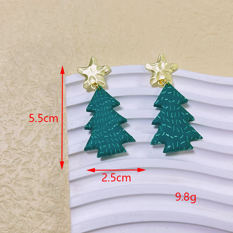 1 Pair Modern Style Christmas Tree & Snowman Polymer Clay Drop Earrings