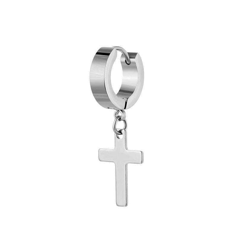 Simple Cross Stainless Steel Drop Earrings