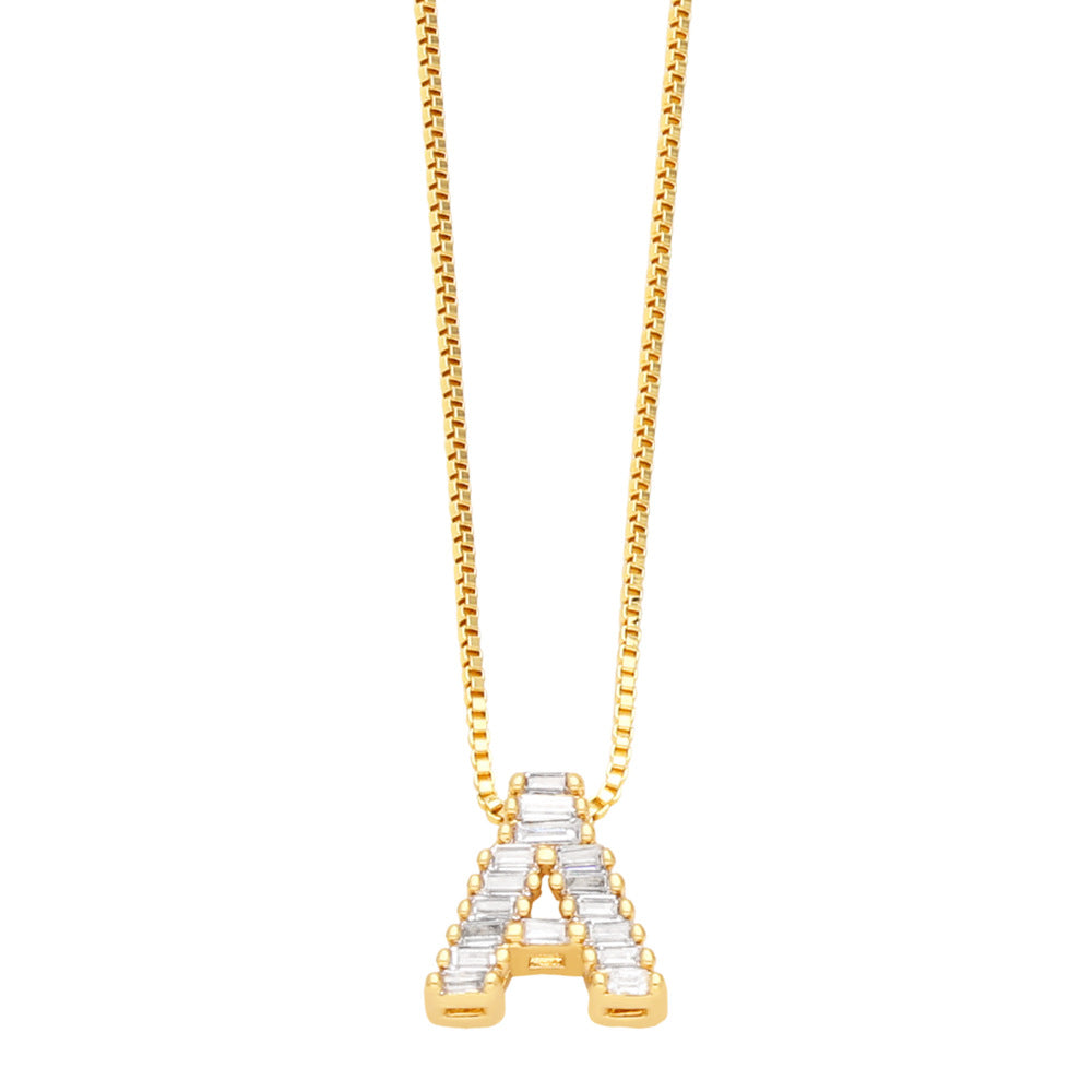 18K Gold Plated Zircon Letter Pendant Necklace