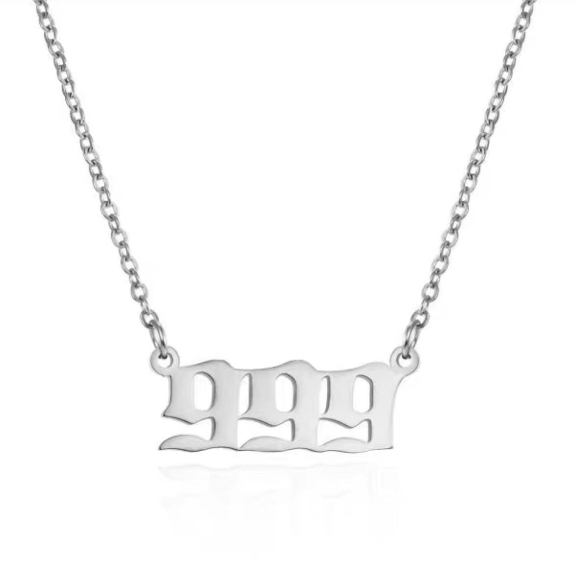 Simple Retro Stainless Steel Number Pendant Necklace for Women and Couples