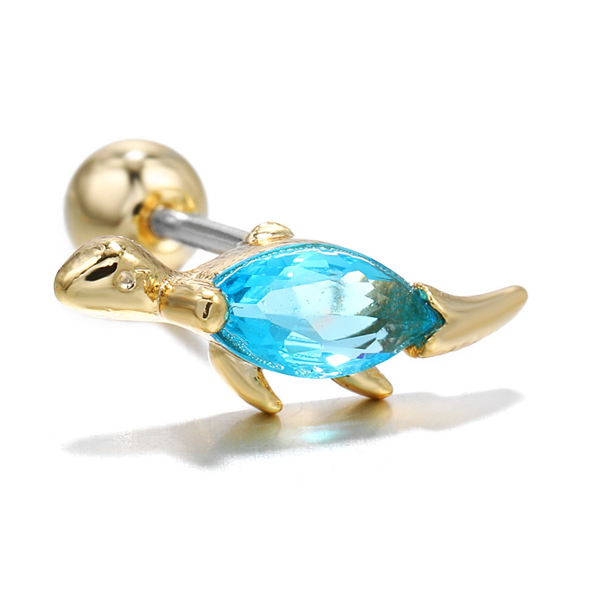 Kolamic 18K Gold Cute Bear Cloud Earrings with Colorful Zircon Studs