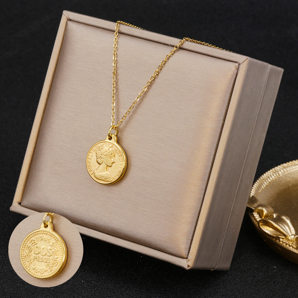 Simple Moon Heart Stainless Steel Pendant Necklace for Women