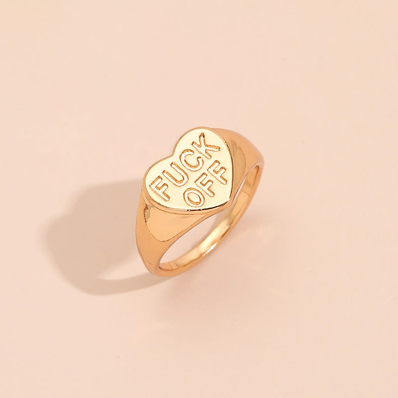 Fashion Heart-shaped Letter and Colorful Smiley Ring Set