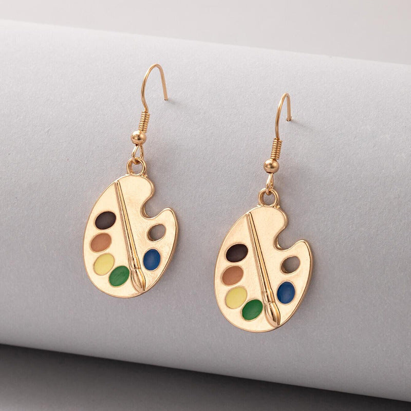 Colorful Geometric Resin Palette Earrings with Alloy Ear Hooks