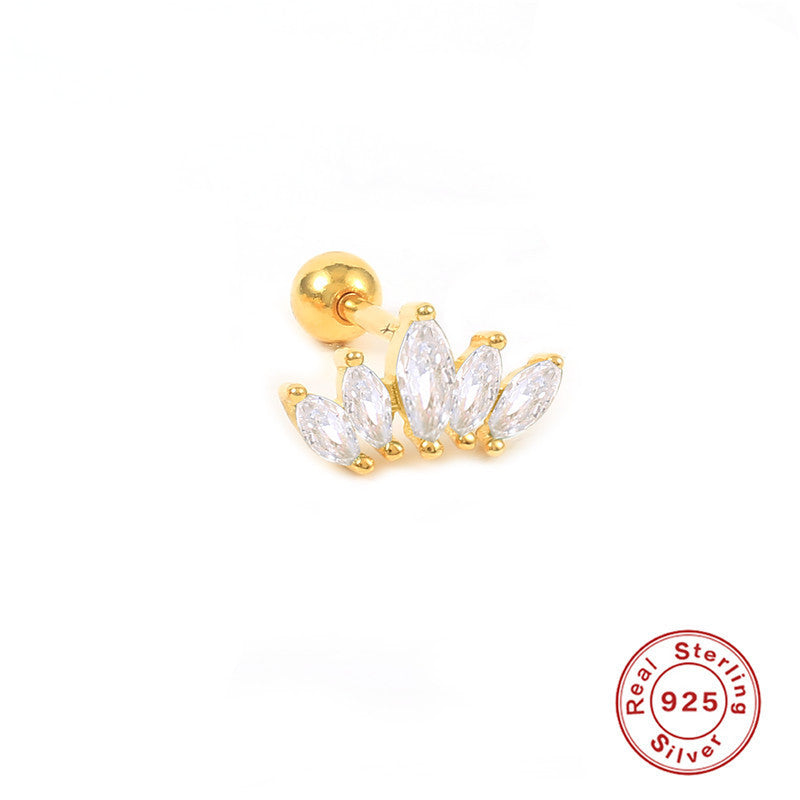 Sterling Silver Zircon Inlay Stud Earrings for Women