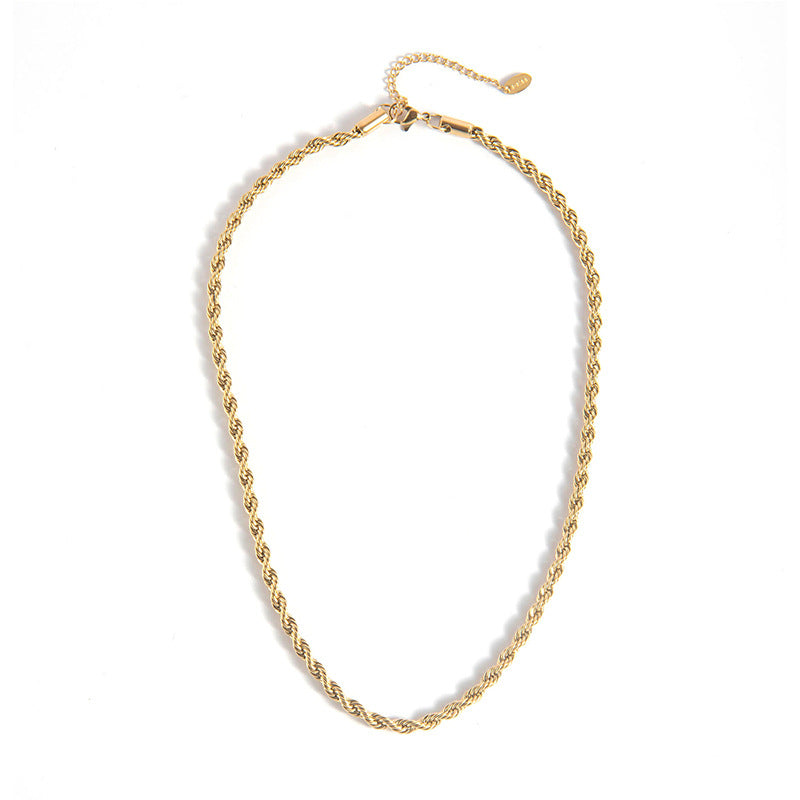Simple Stainless Steel Twist Geometric Necklace with Durable Gold Plating