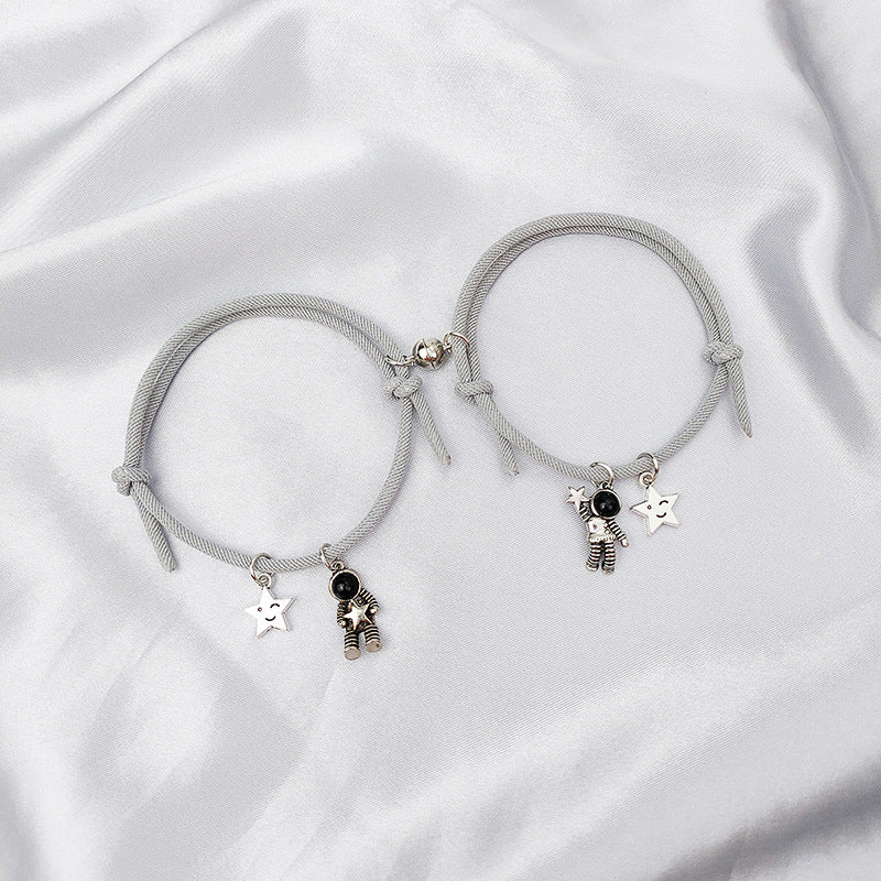 Magnetic Spaceman Couple Bracelet Set - European and American Style