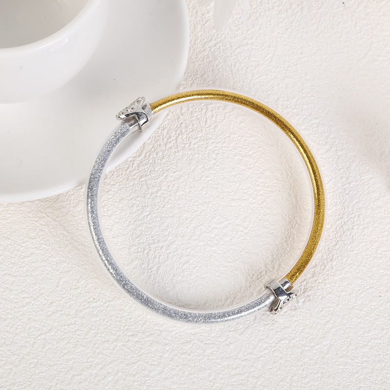 Wholesale Simple Style Round Silicone Buddhist Bangle with Bowknot Ribbon Alloy Set Bracelet 65mm