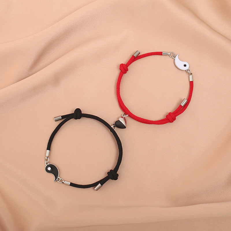Black and White Tai Chi Magnetic Couple Bracelets