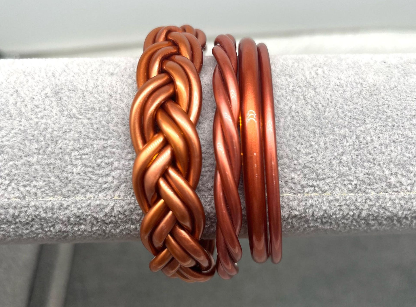 Simple Style Solid Color Plastic Braid Jelly Bangle Set