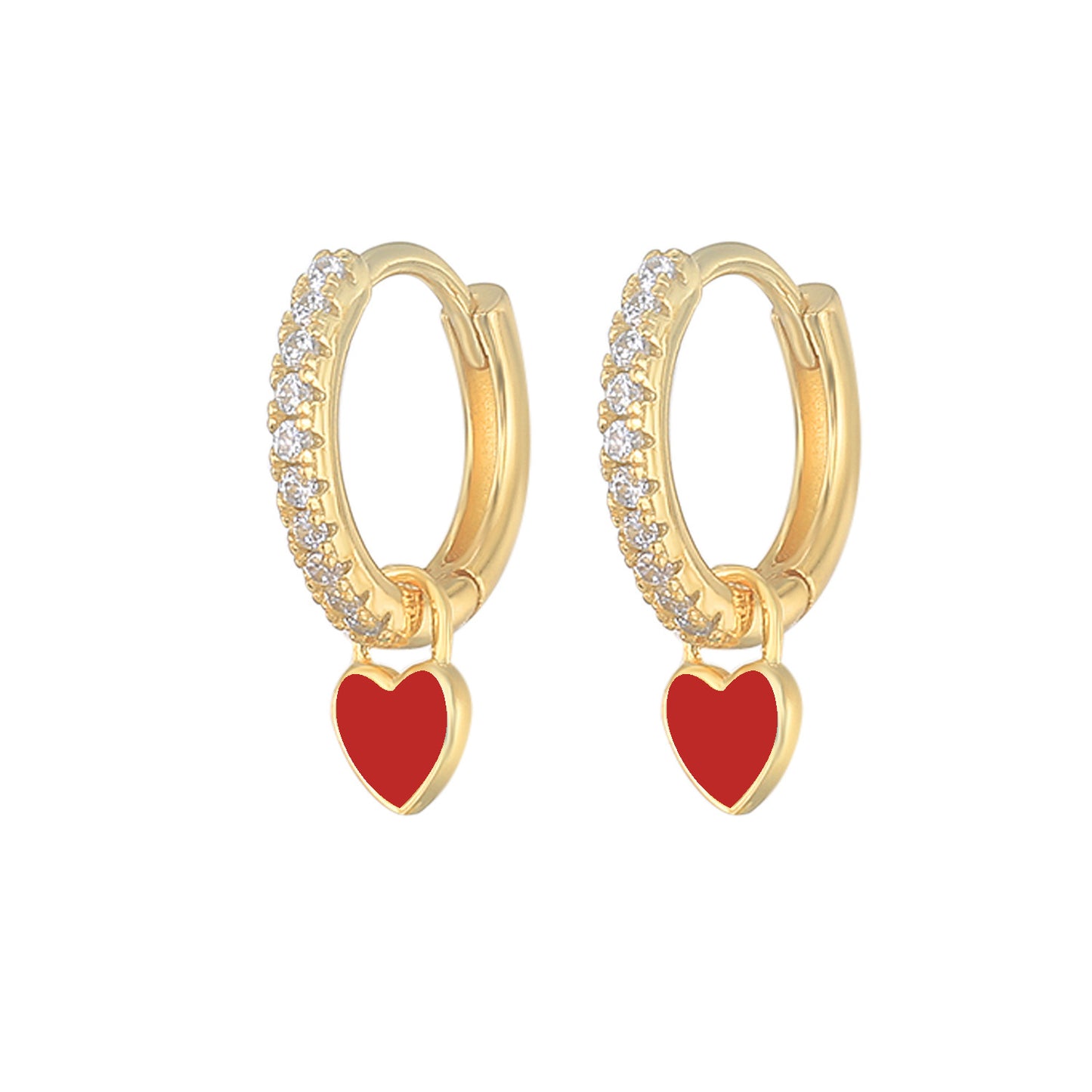1 Pair Elegant Heart Shape Sterling Silver Zircon Earrings