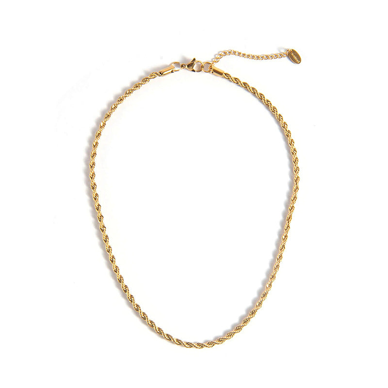 Simple Stainless Steel Twist Geometric Necklace with Durable Gold Plating