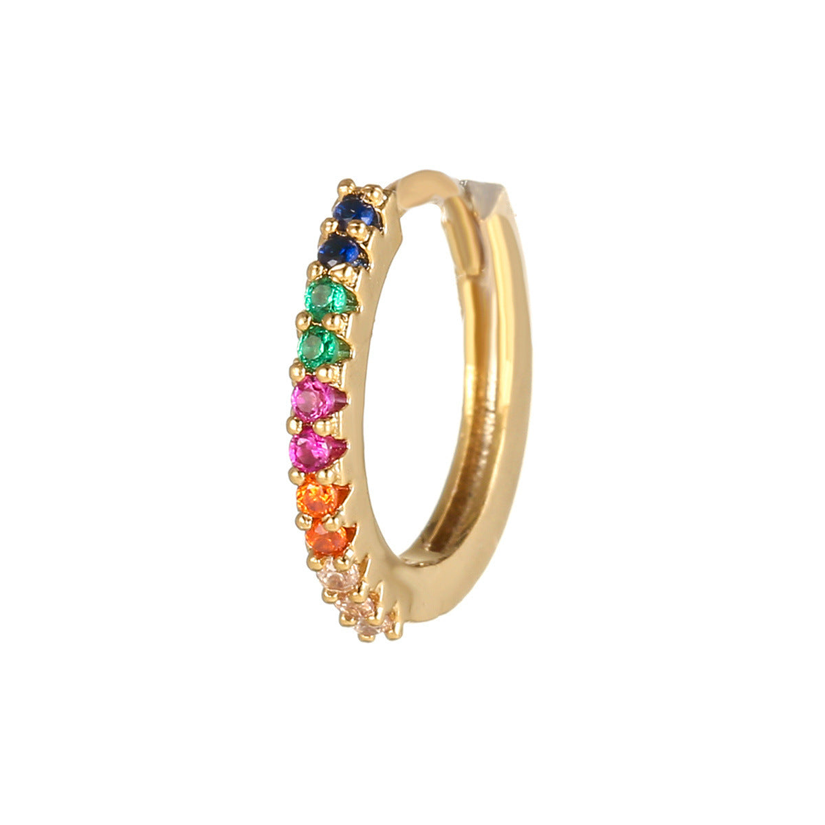 Colorful Zircon Geometric Hoop Earrings in Copper