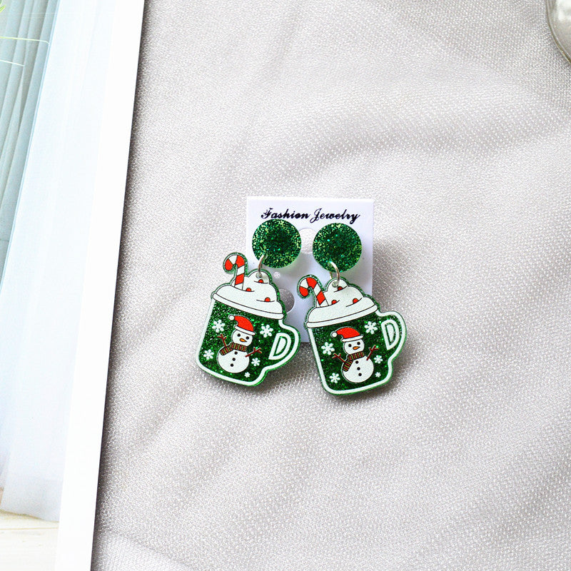 Christmas Snowman Acrylic Drop Earrings for Women