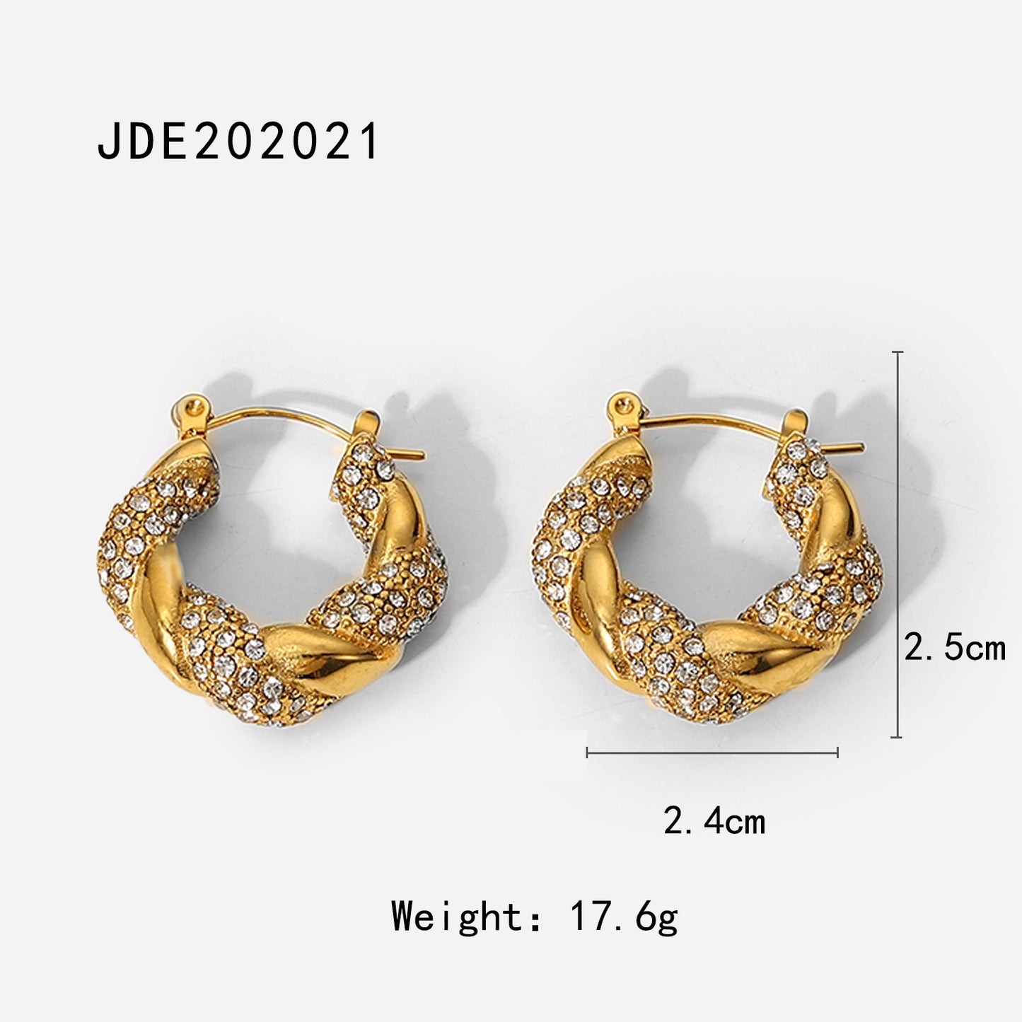 Geometric Gold Plated Stainless Steel Zircon Hoop Earrings