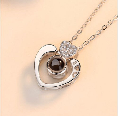 Fashion Heart Shape Alloy Copper Plating Hollow Out Inlay Glass Bead Zircon Women'S Pendant Necklace 1 Piece