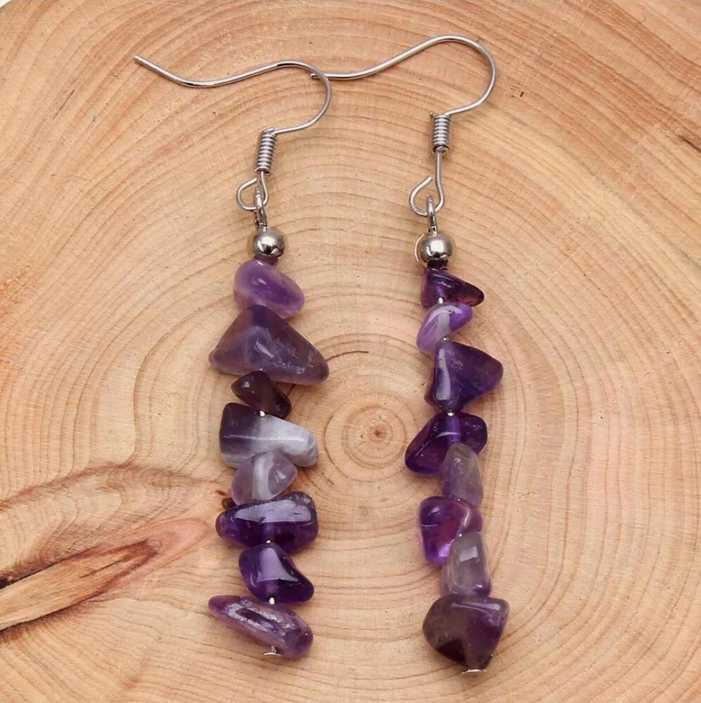 Retro Irregular Natural Crystal Stone Drop Earrings