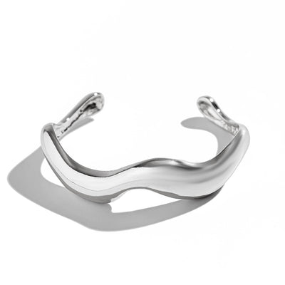 Hip-Hop Solid Color Alloy Open Cuff Bracelet for Men