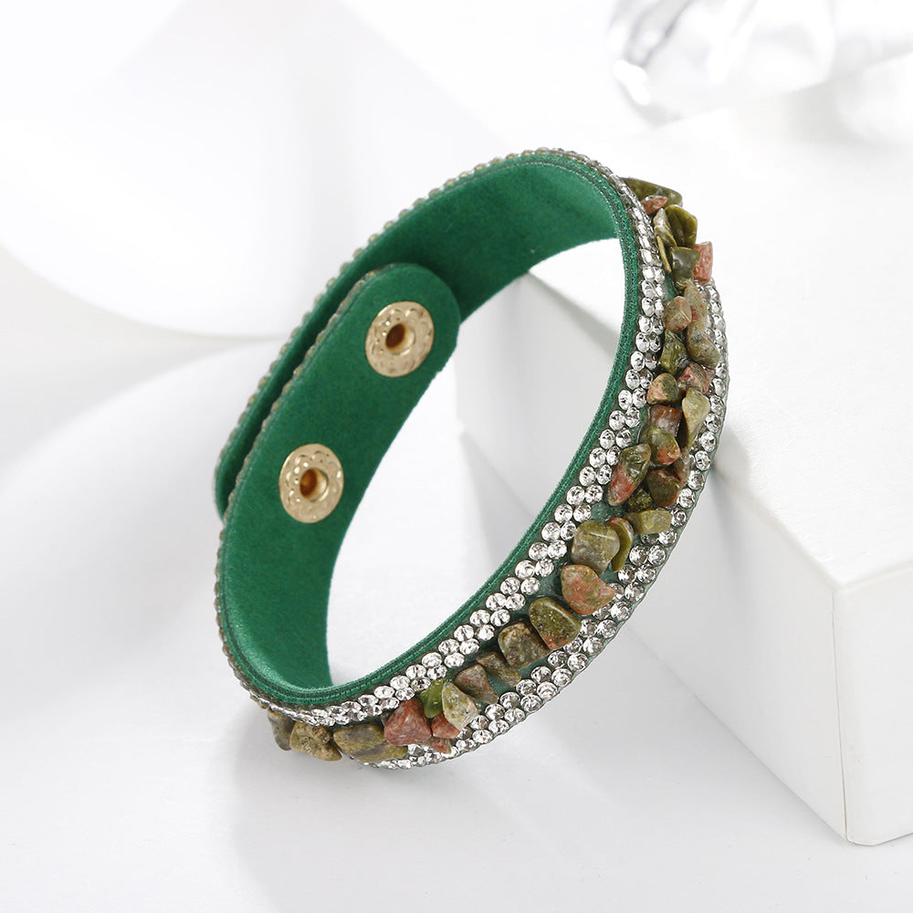 Vintage Multicolor Crushed Stone Inlaid Gemstone Bracelet