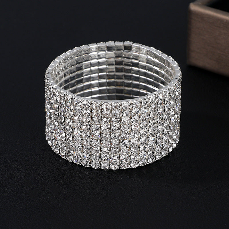 Korean Style Full Diamond Elastic Bracelet Shiny Rhinestone Bangle