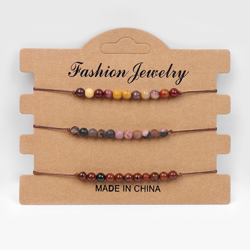 Fashion Irregular Gravel Agate Beaded Bracelet Set - 3 Pieces