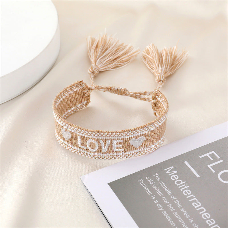 Ethnic Trend Handwoven Embroidery Tassel Bracelet