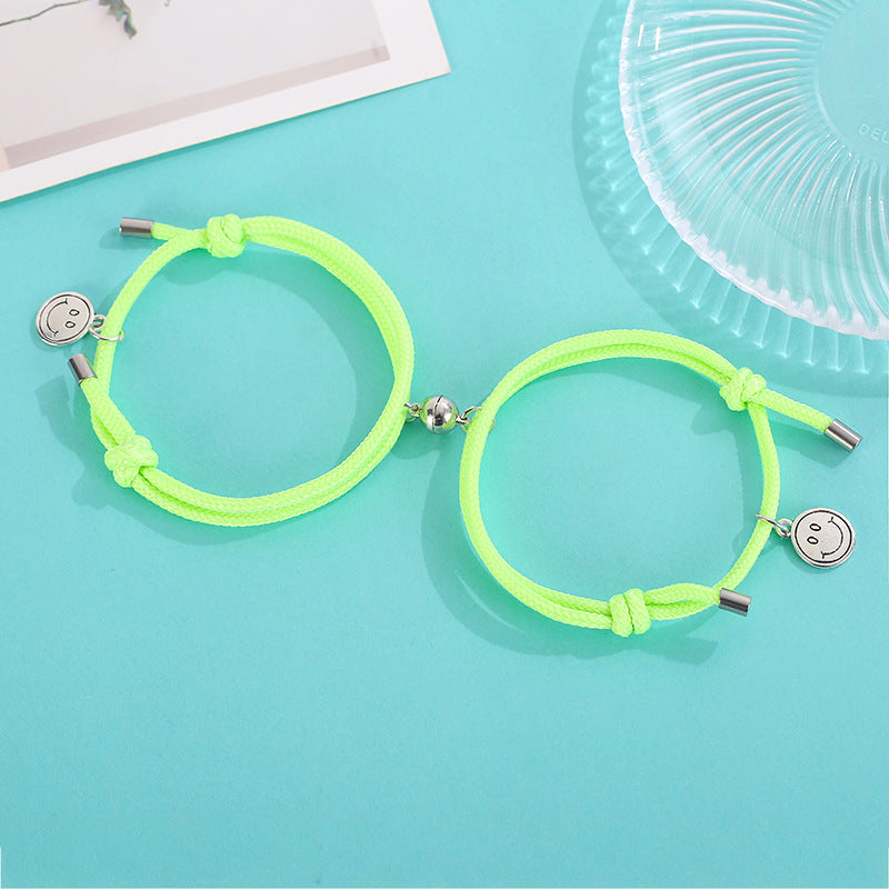 Luminous Alloy Smiley Face Couple Bracelets Set