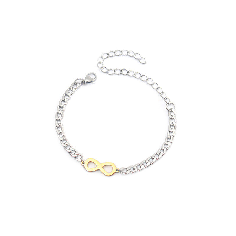 Lucky Number 8 Minimalist Stainless Steel Bracelet for Women