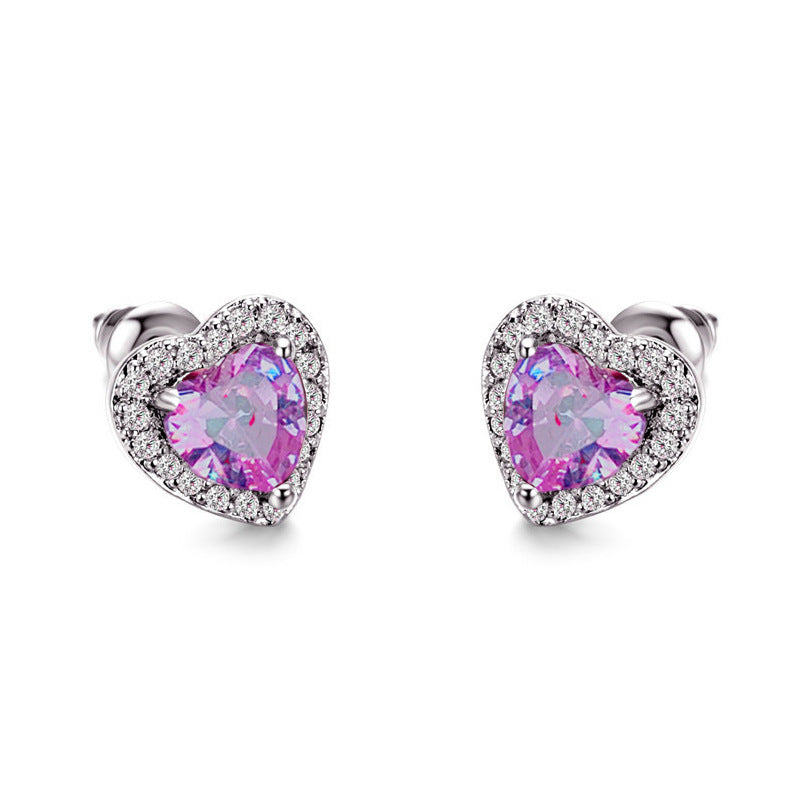 Sweet Heart Crystal Rhinestone Heart-Shaped Women's Earrings