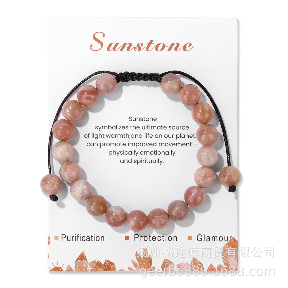 Casual Geometric Natural Stone Handmade Rope Bracelets with Card Elements