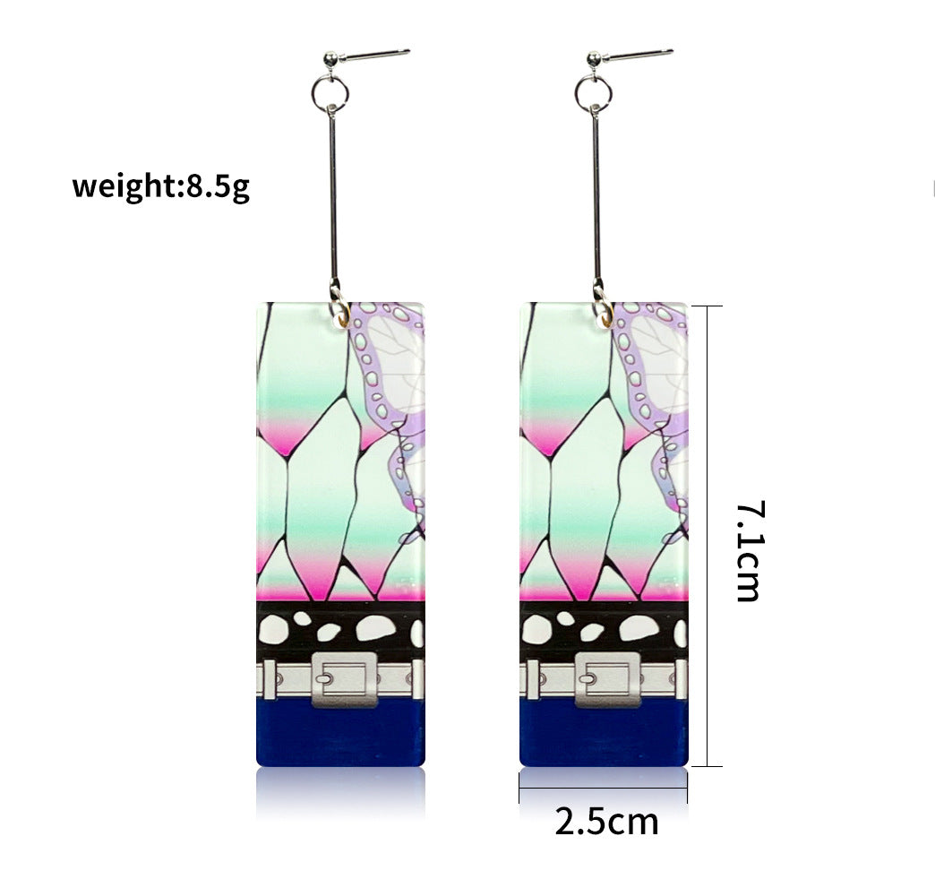 1 Pair Acrylic Rectangle Drop Earrings Inspired by Anime Characters